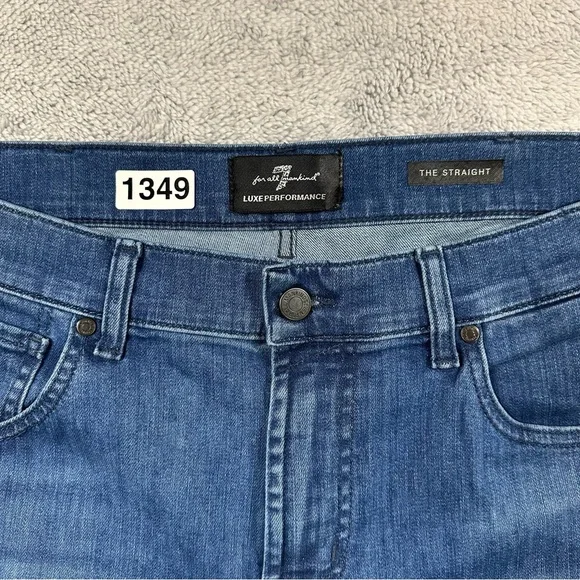 7 For All Mankind Luxe Performance “The Straight” Size 36 Blue Stretch Denim - Picture 2 of 7